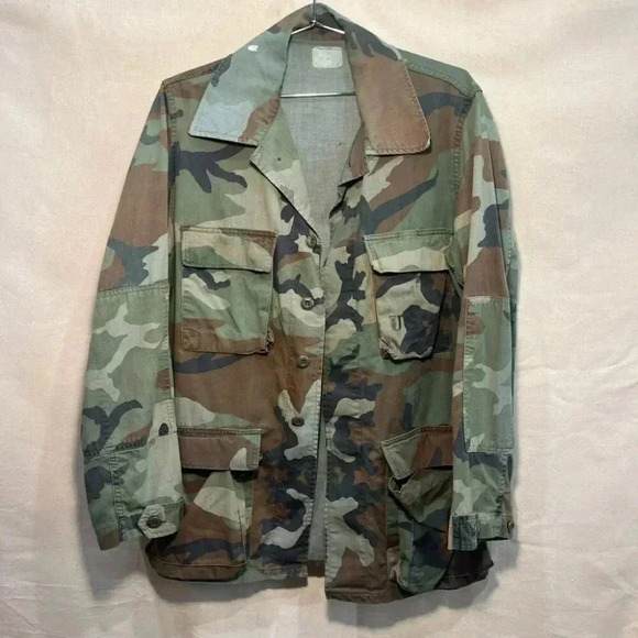 Vintage | USMC Camo Print Jacket - Green & Brown / Sz S - Picture 3 of 9